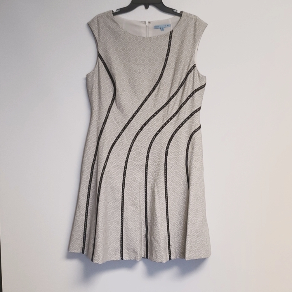 Antonio Melan Jaquard Sheath Midi Dress Size 14